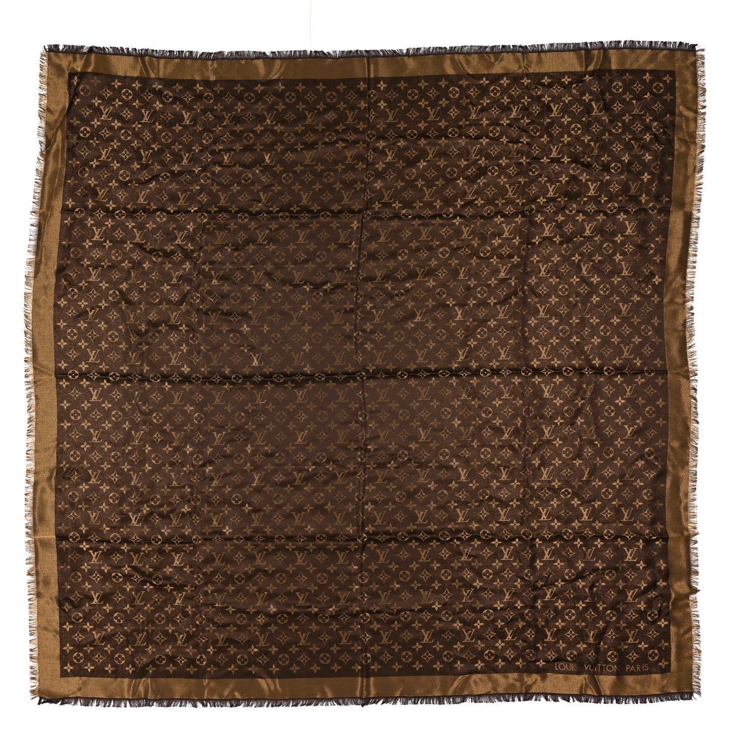 Silk Lurex Wool Monogram Shine Shawl Marron