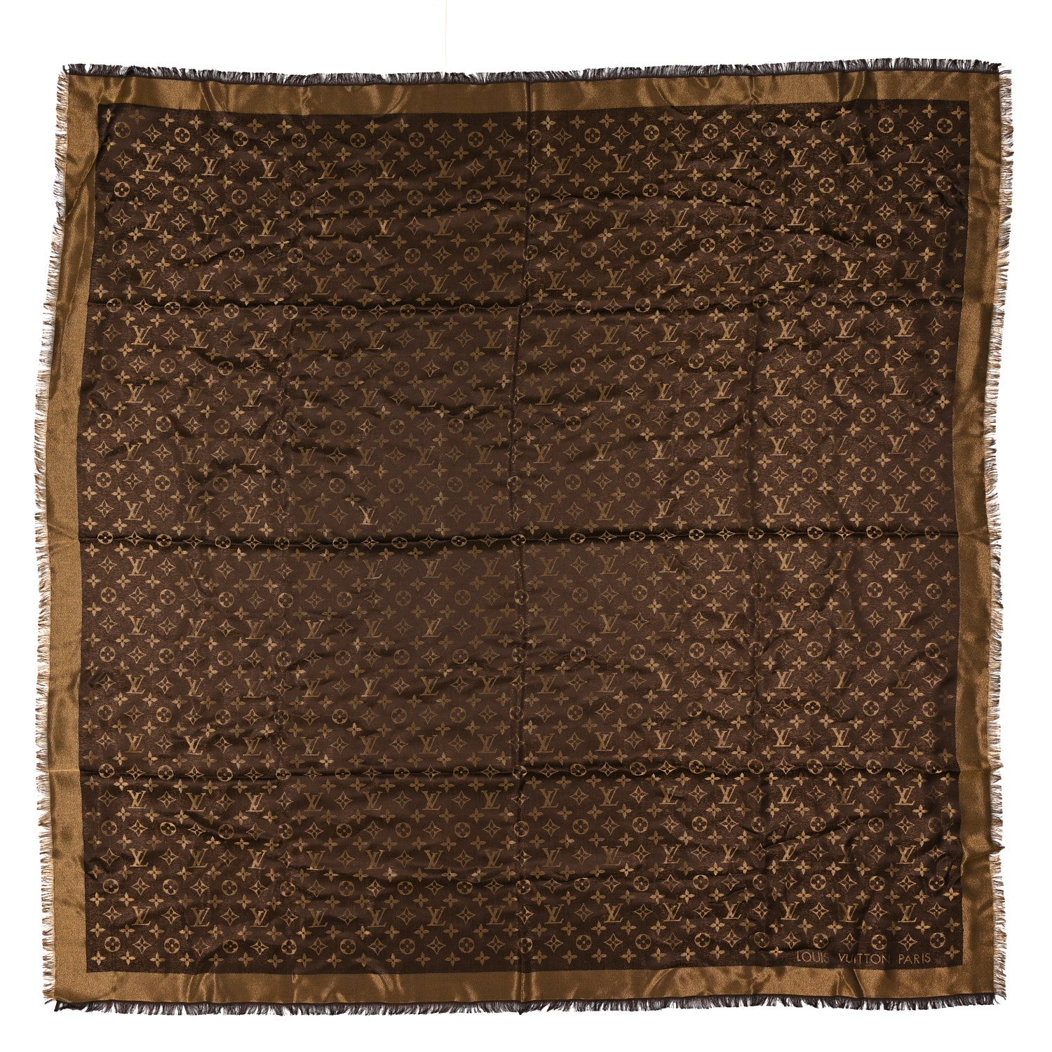 Louis Vuitton Silk Lurex Wool Monogram Shine Shawl Marron 1 of 3