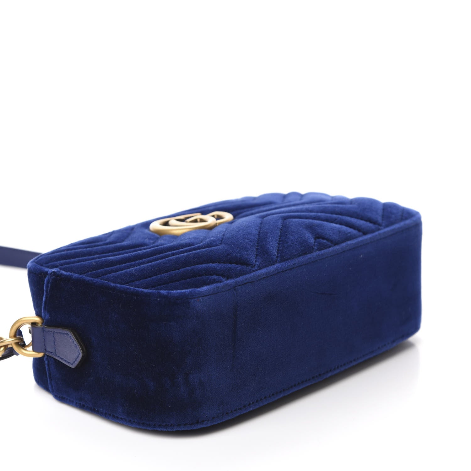 Gucci Velvet Matelasse Small GG Marmont Chain Shoulder Bag Cobalt 4 of 10