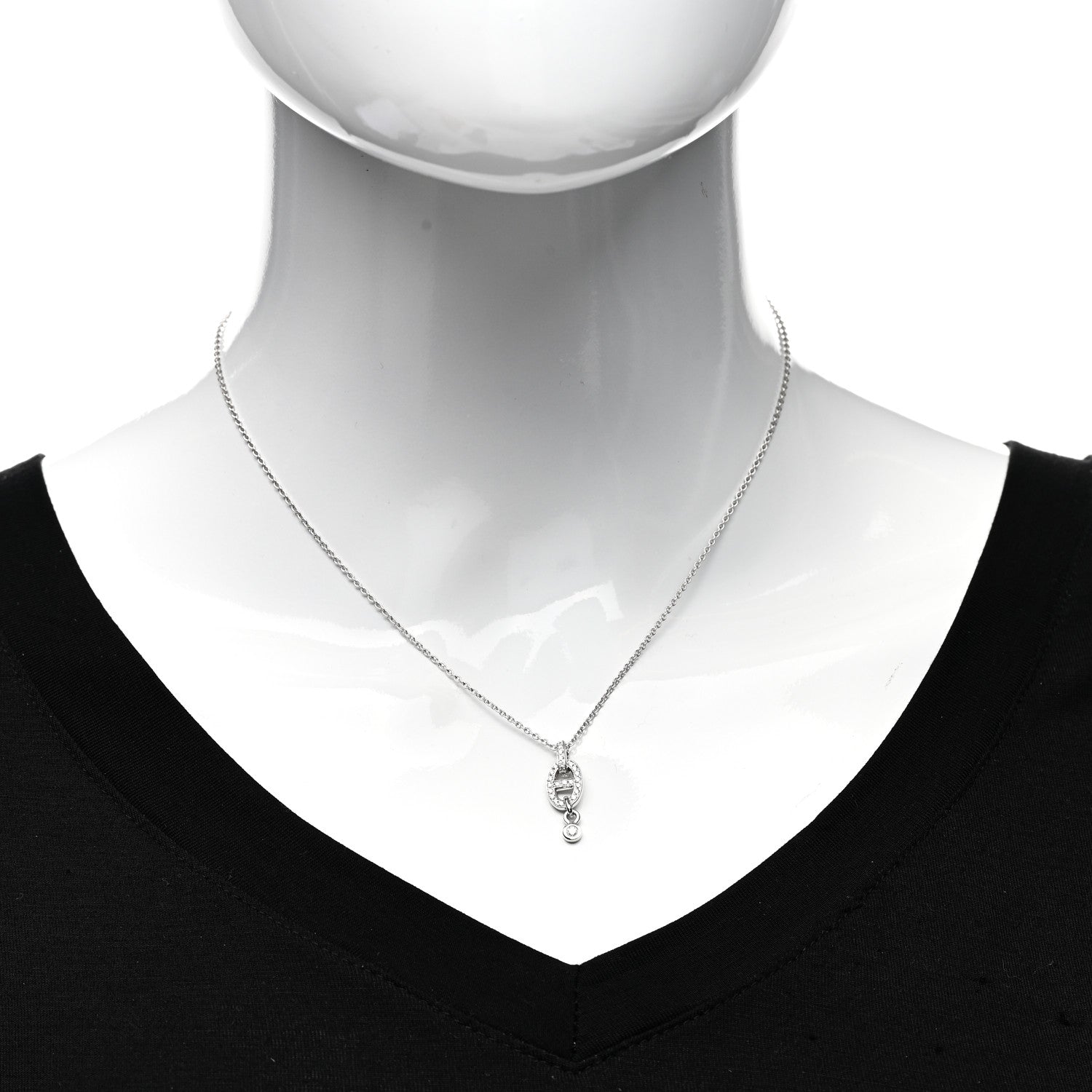 Hermes 18K White Gold Diamond PM Chaine d'Ancre Enchainee Necklace 2 of 5