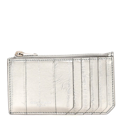 Saint Laurent Eel 5 Fragments Zip Pouch Card Silver 1 of 7