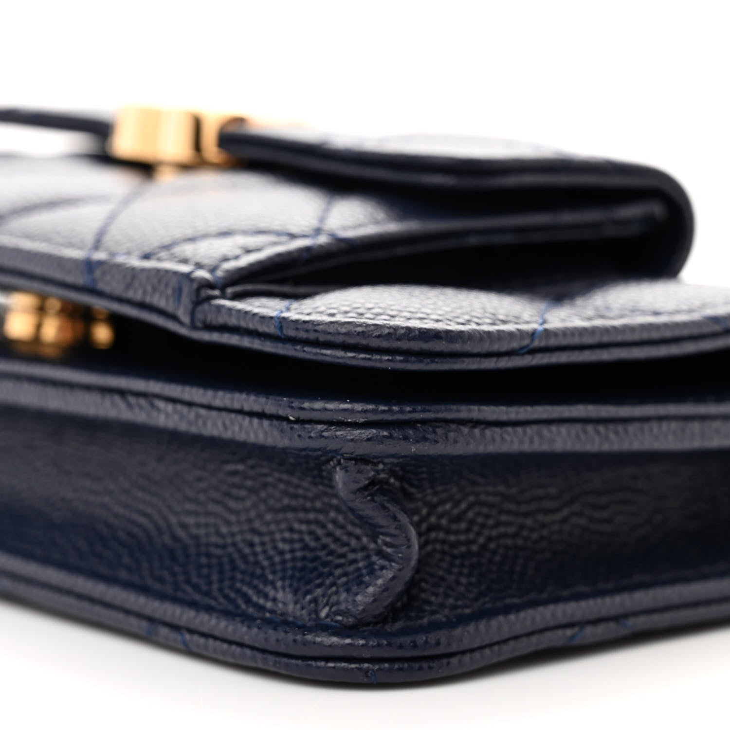 Chanel Caviar Quilted Pocket Twins Clutch With Chain Navy Blue 11 of 12