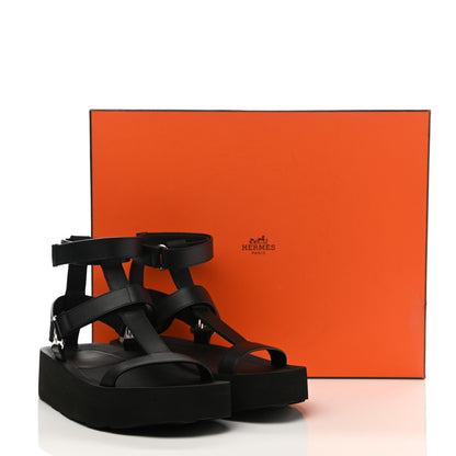 Hermes Calfskin Womens Enid Sandals 37 Black 10 of 10