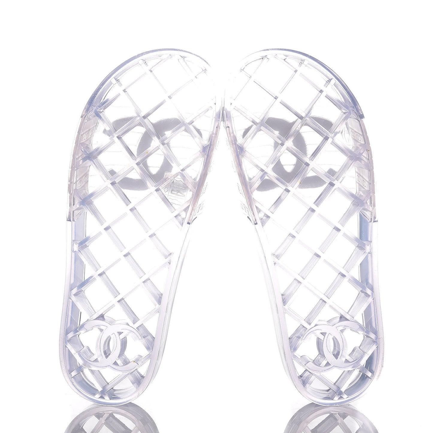 PVC Transparent CC Flat Slide Sandals 39 White