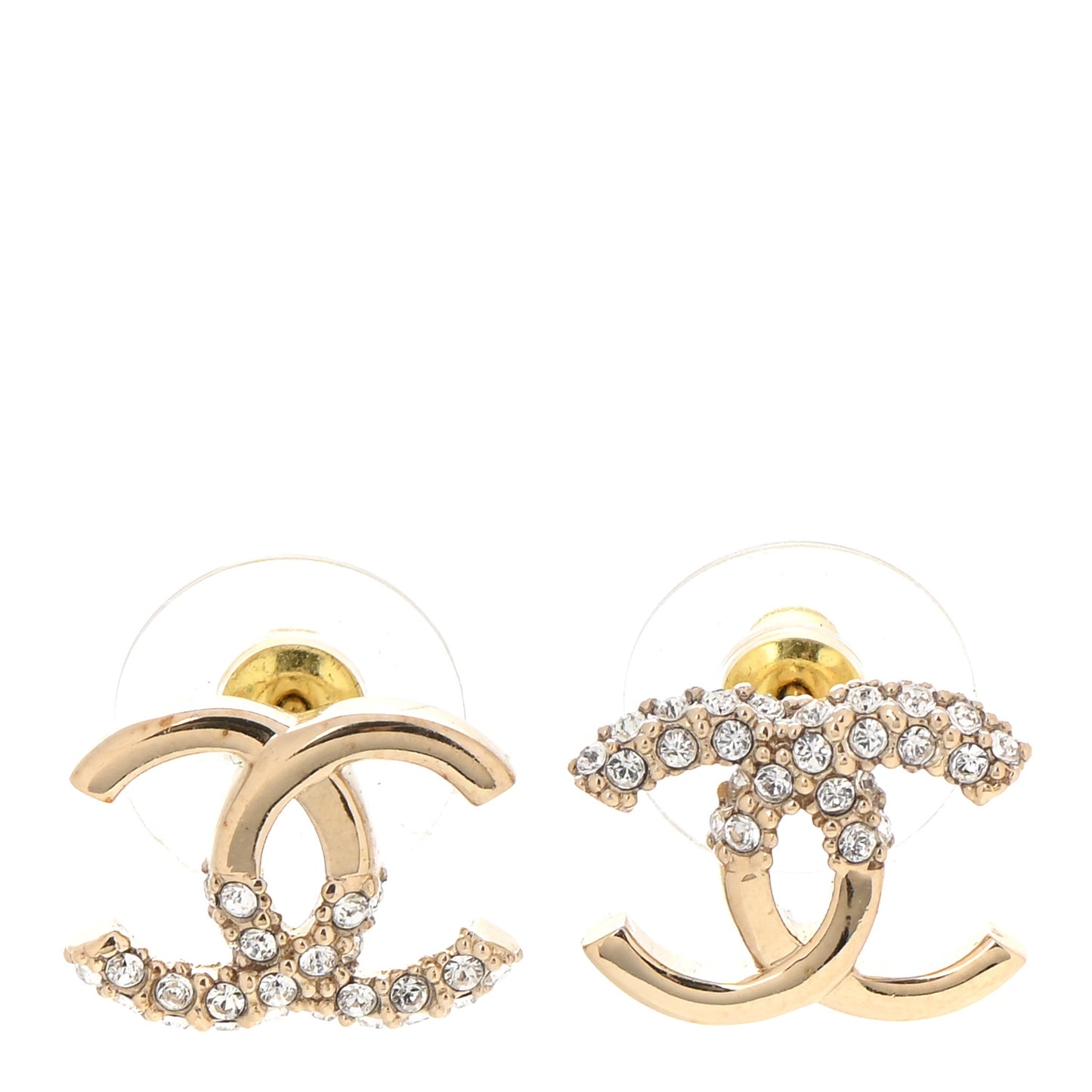 Crystal Metal CC Earrings Gold