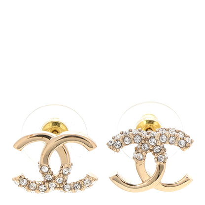 Chanel Crystal Metal CC Earrings Gold 1 of 5