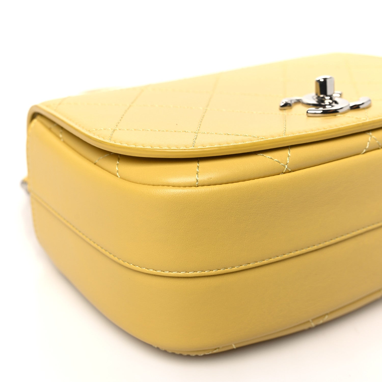 Chanel Calfskin Stitched Small Ring My Bag Flap Crossbody Yellow 9 of 10