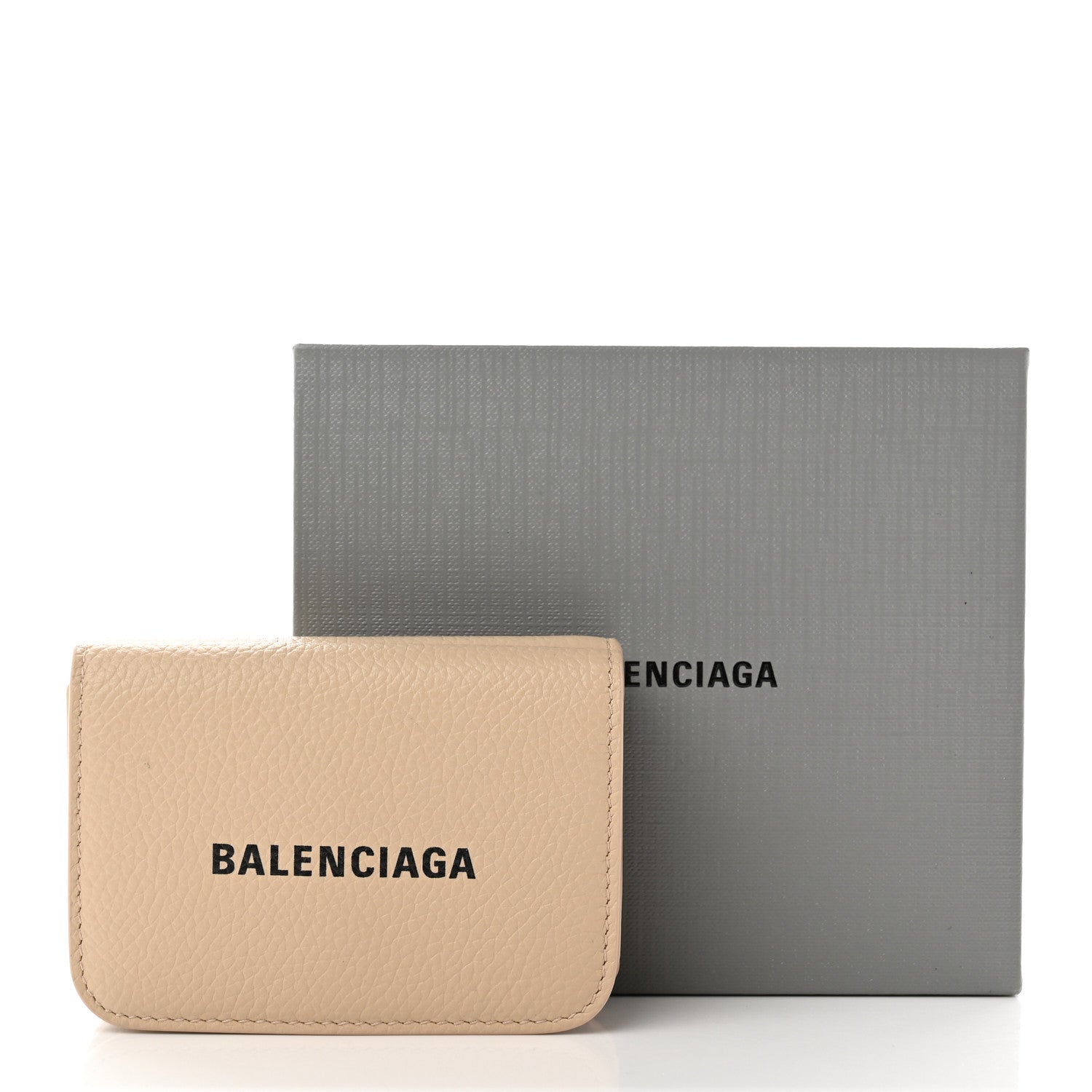 Balenciaga Grained Calfskin Logo Mini Cash Wallet Light Beige Black 8 of 8