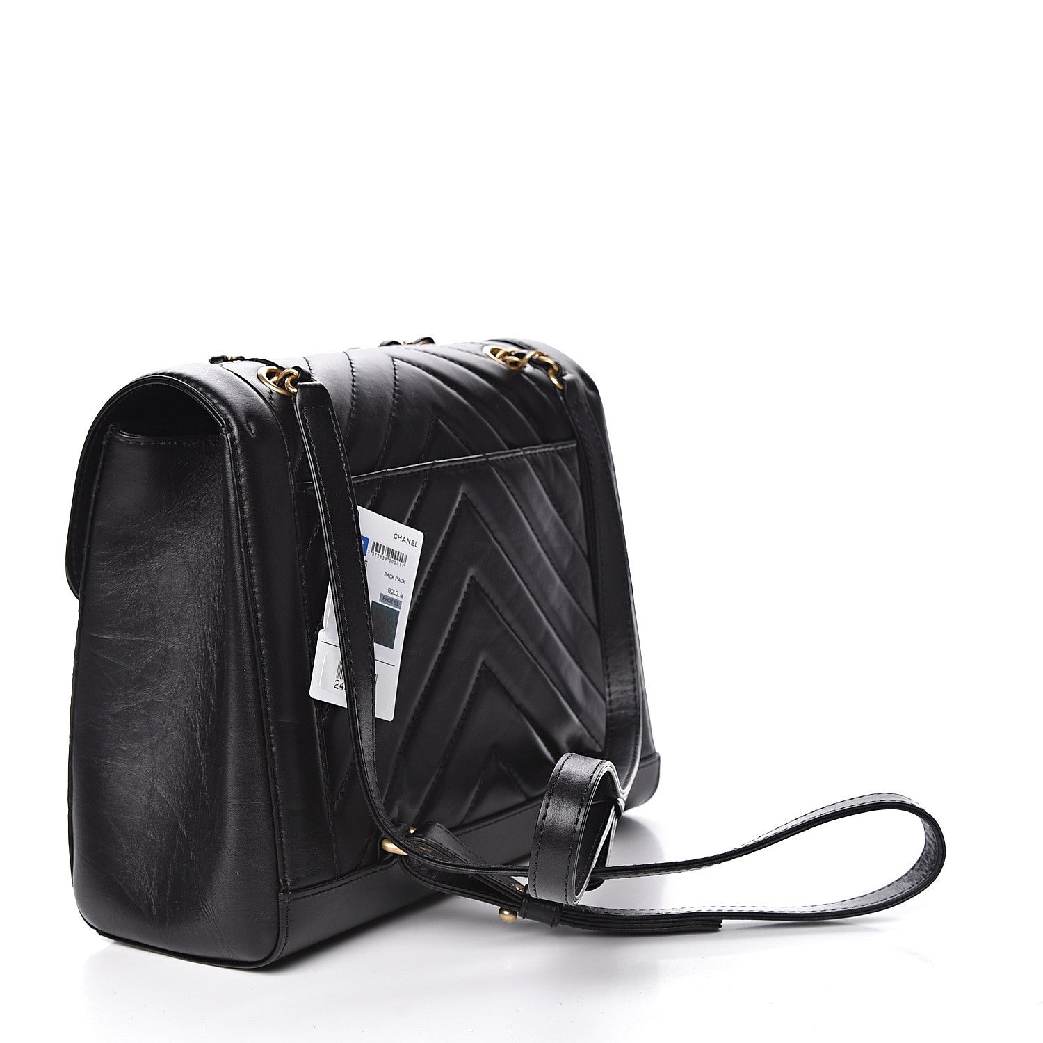Chanel Aged Calfskin Chevron Quilted Backpack Black 3 of 11