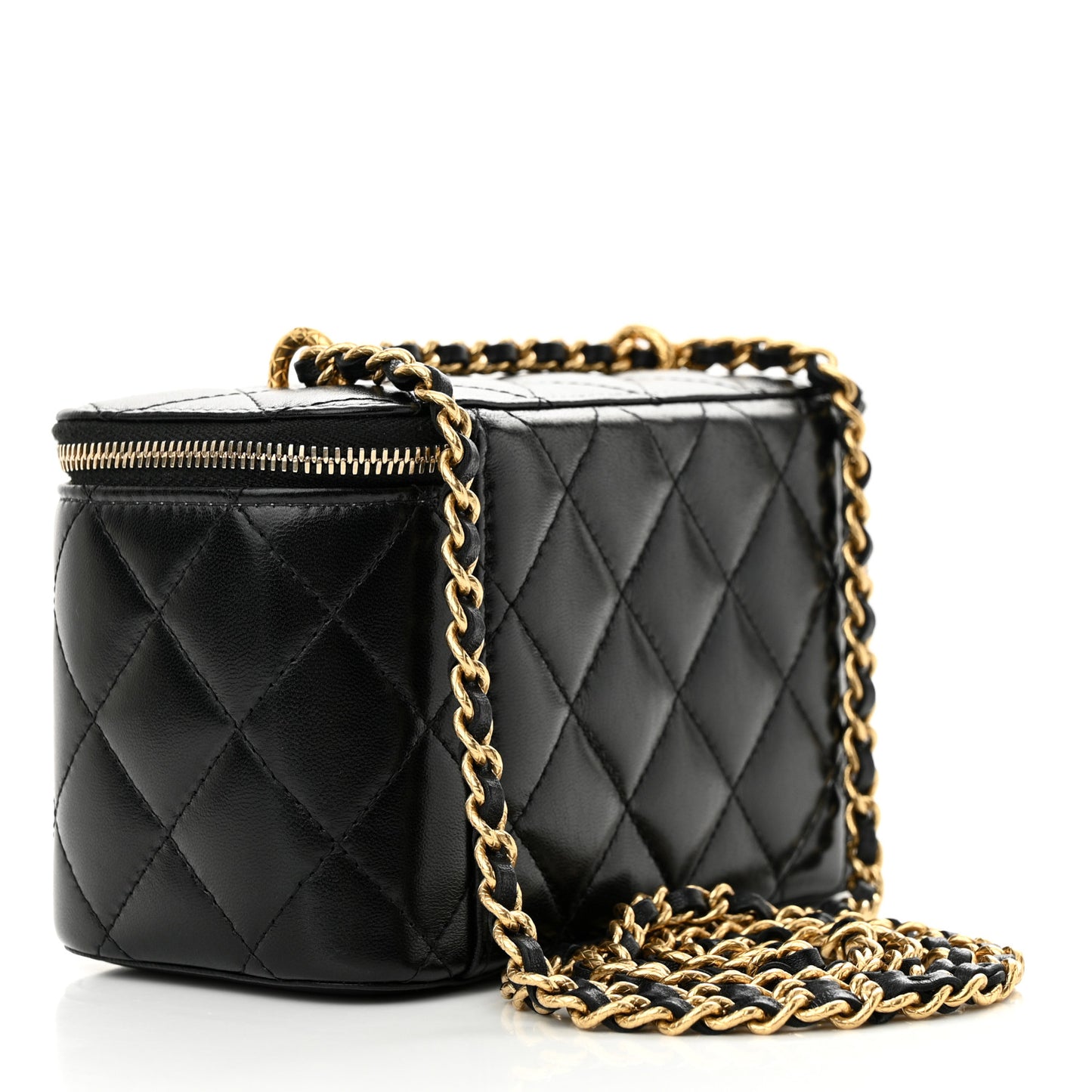 Lambskin Quilted Small CC Dynasty Vanity Case With Chain Black