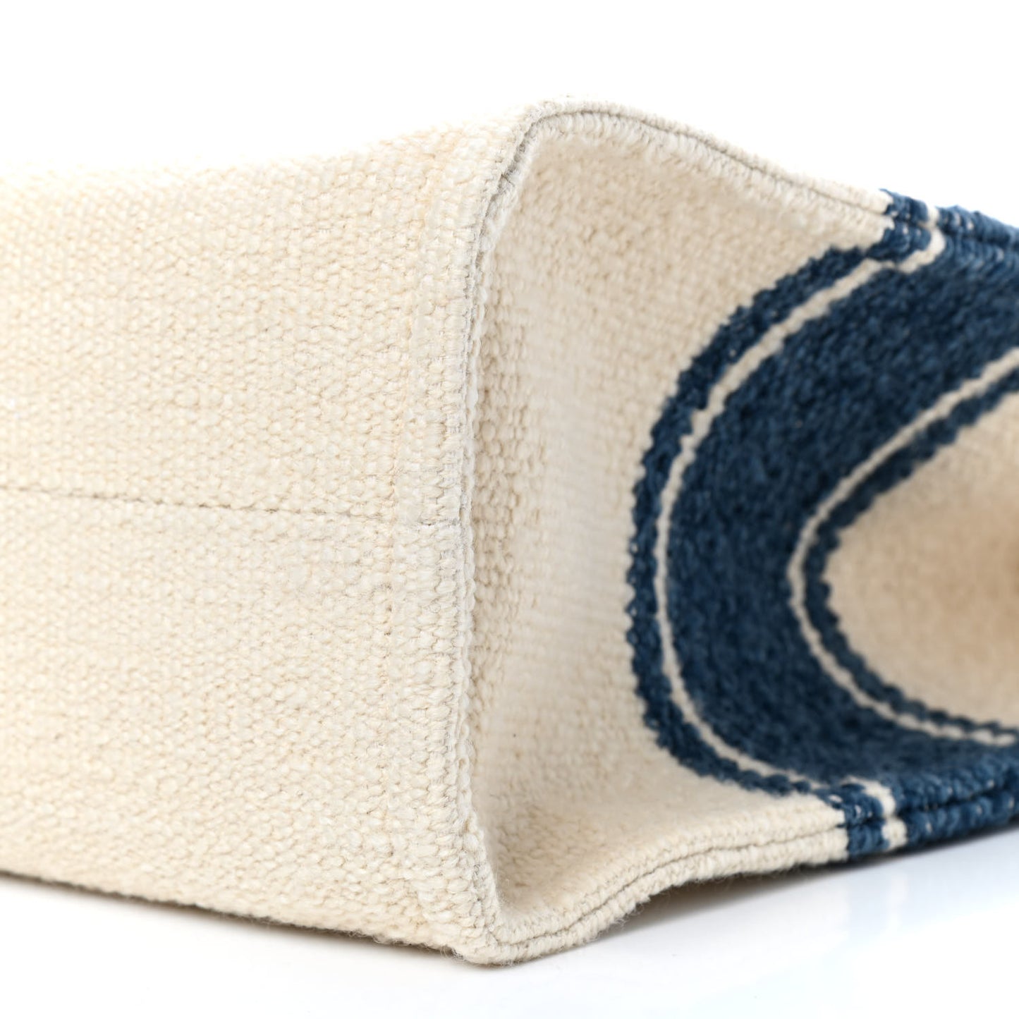 Canvas Calfskin Jacquard Vertical Cabas Blue Tan