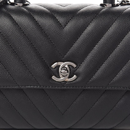 Chanel Caviar Chevron Quilted Mini Coco Handle Flap Black 10 of 10