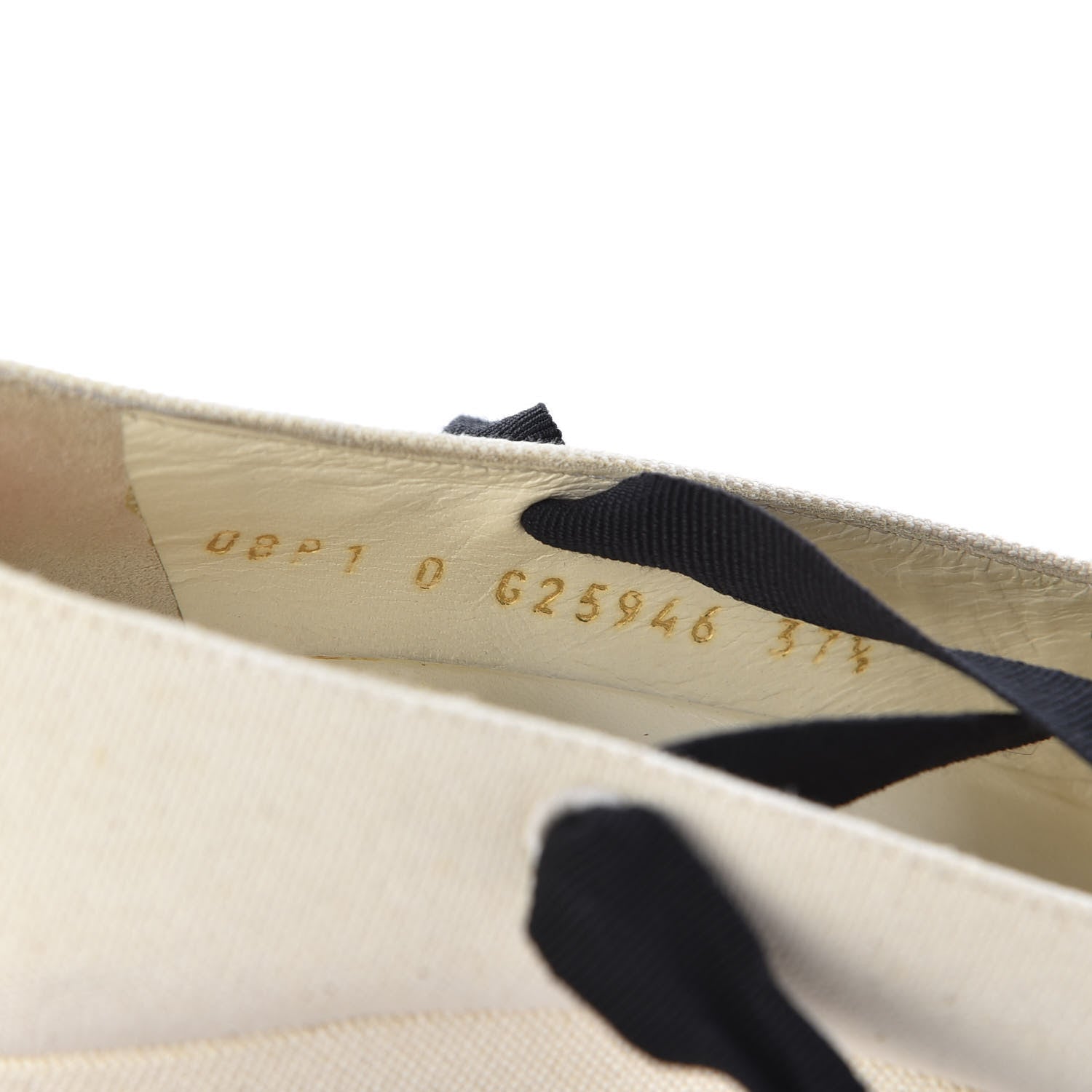 Chanel Canvas Studded Cap Toe CC Wedges 37.5 Beige Navy Black 9 of 9