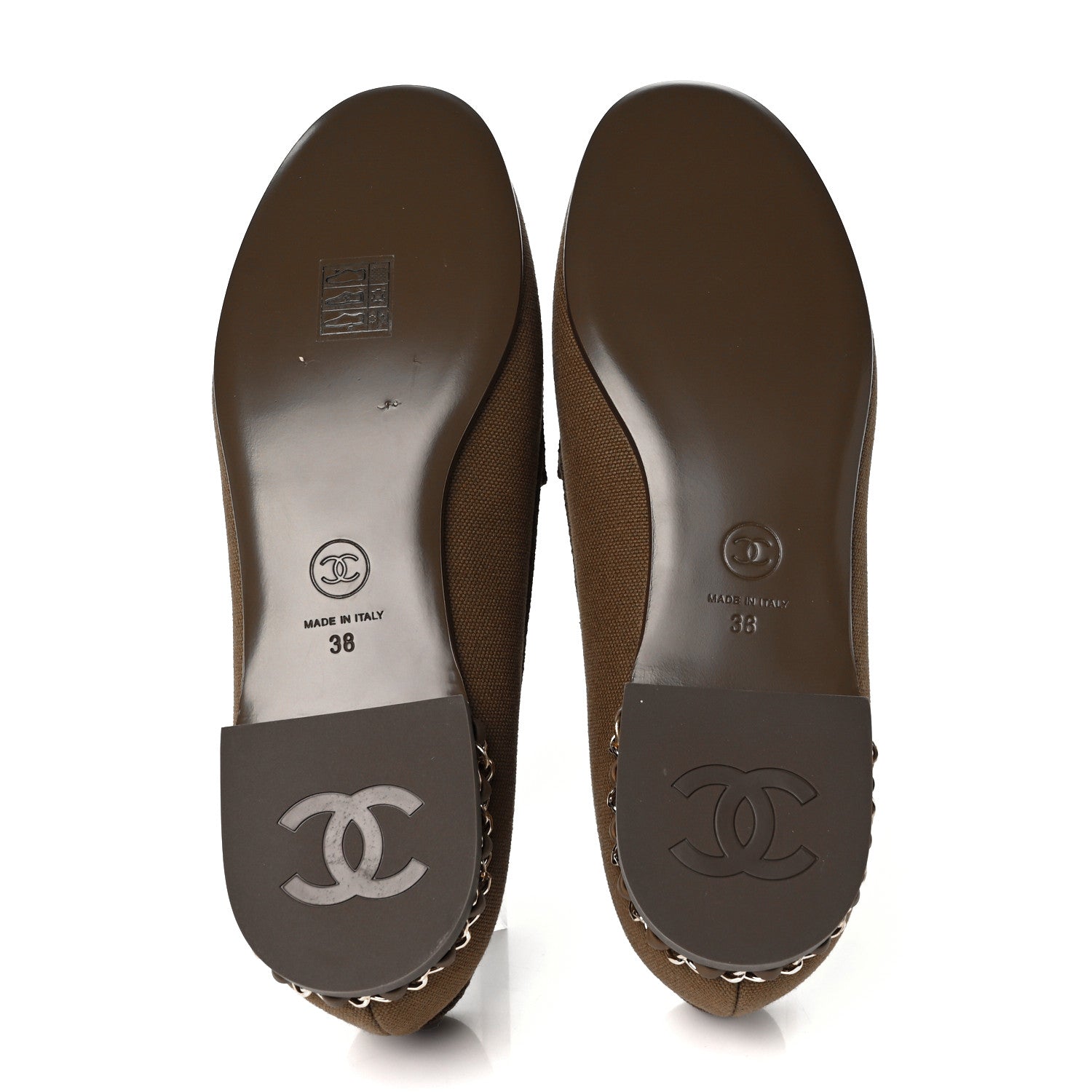 Chanel Canvas Womens CC Chain Loafers 38 Brown 5 of 9