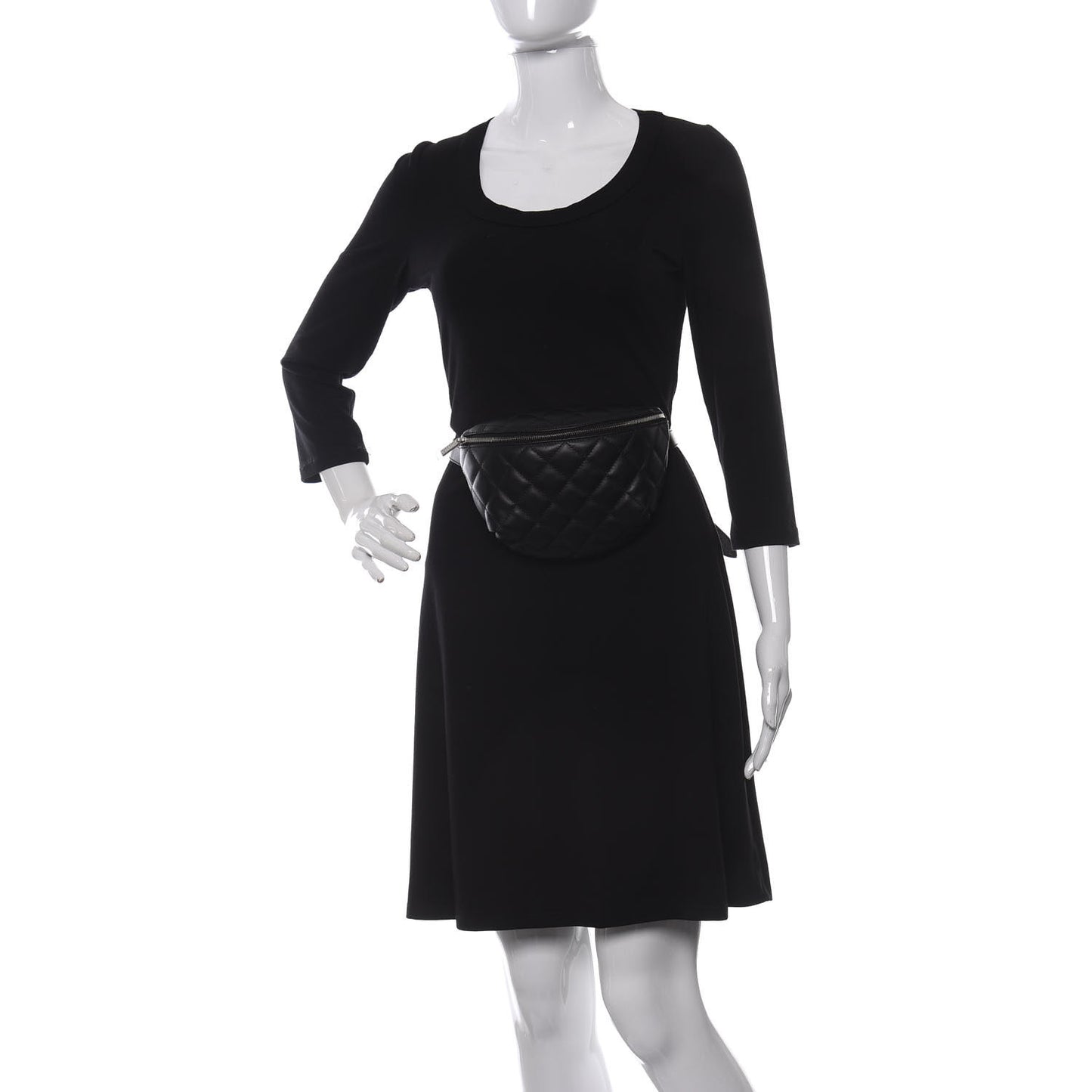 Calfskin Quilted Waist Belt Bag Black
