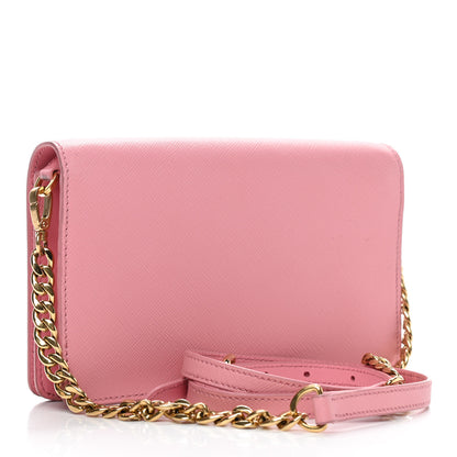 Prada Saffiano Soft Calf Bandoliera Chain Crossbody Bag Petalo 2 of 8