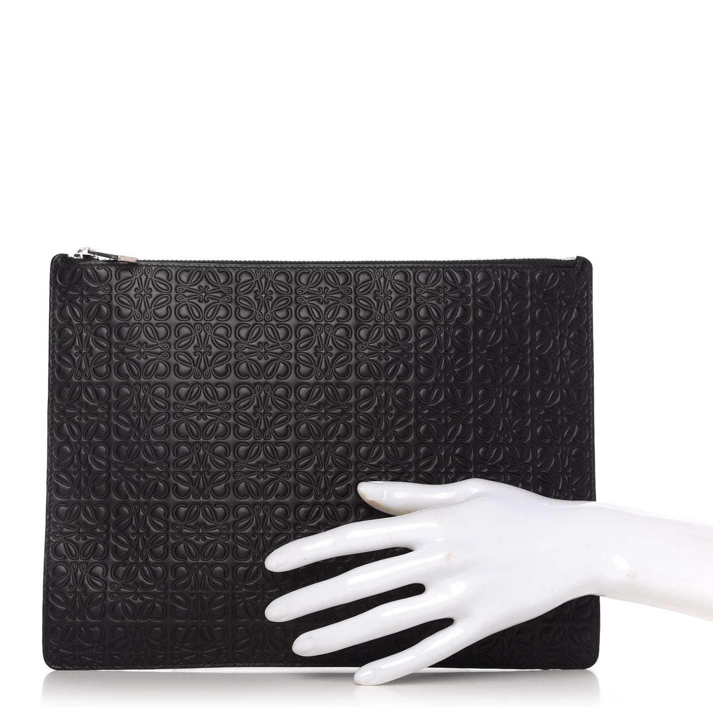 Calfskin Embossed Flat Pouch Black