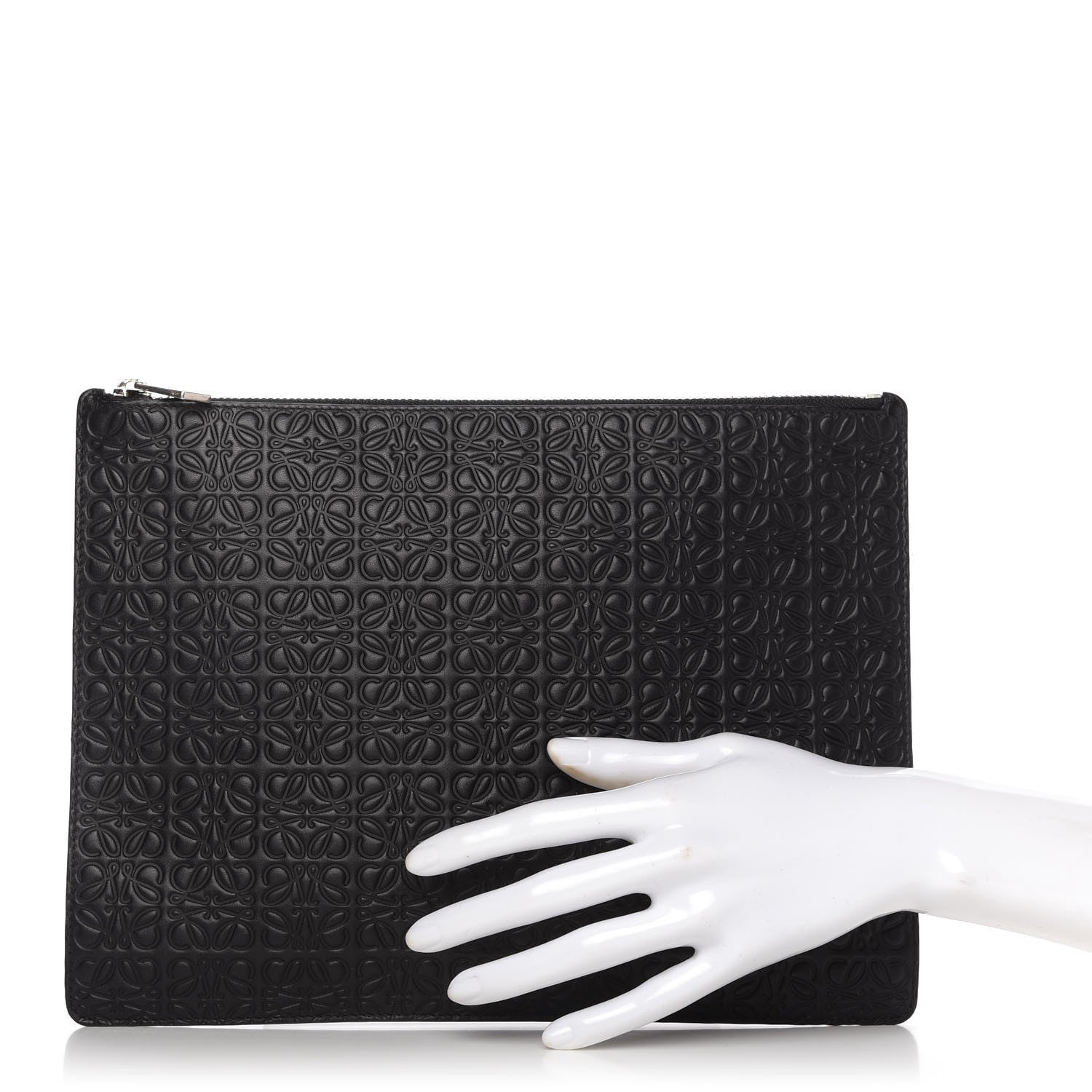 Loewe Calfskin Embossed Flat Pouch Black 2 of 9