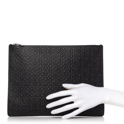 Loewe Calfskin Embossed Flat Pouch Black 2 of 9