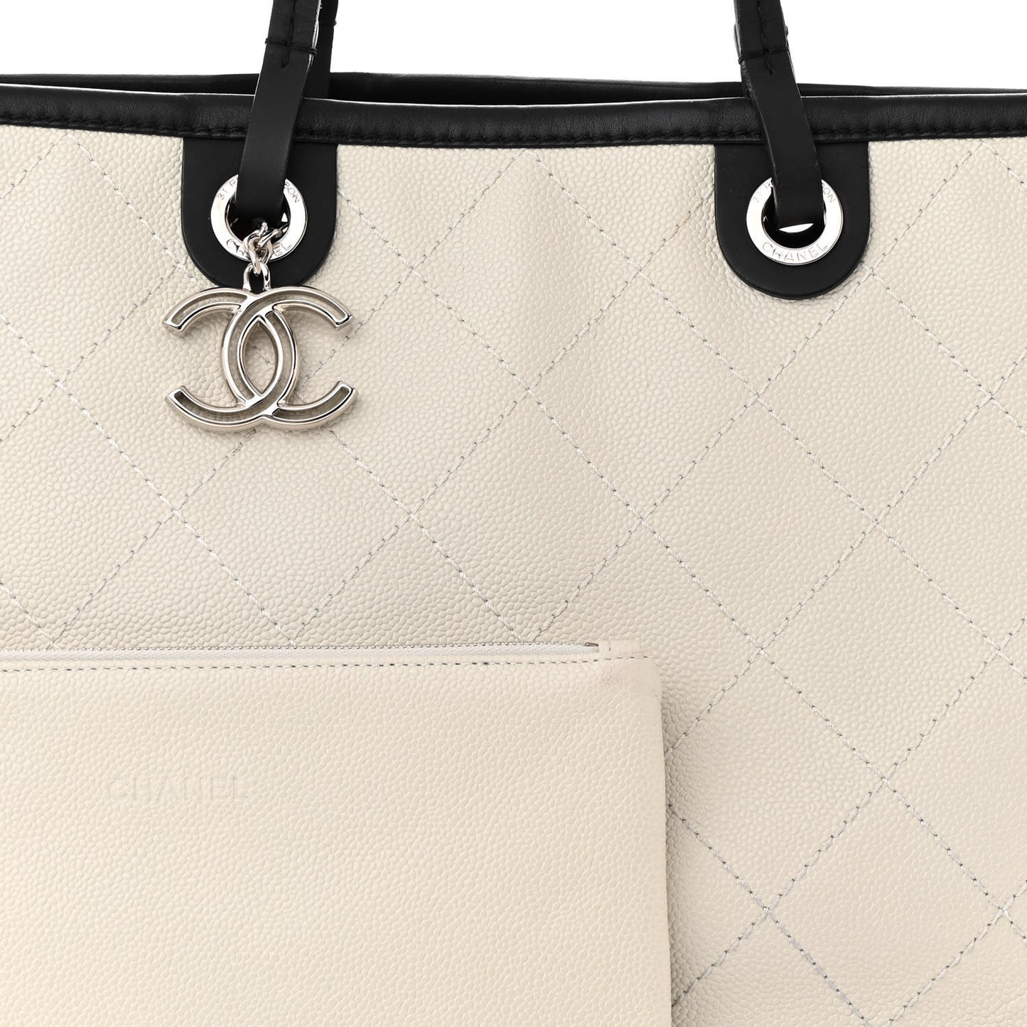 Grained Calfskin Shopping Fever Tote White
