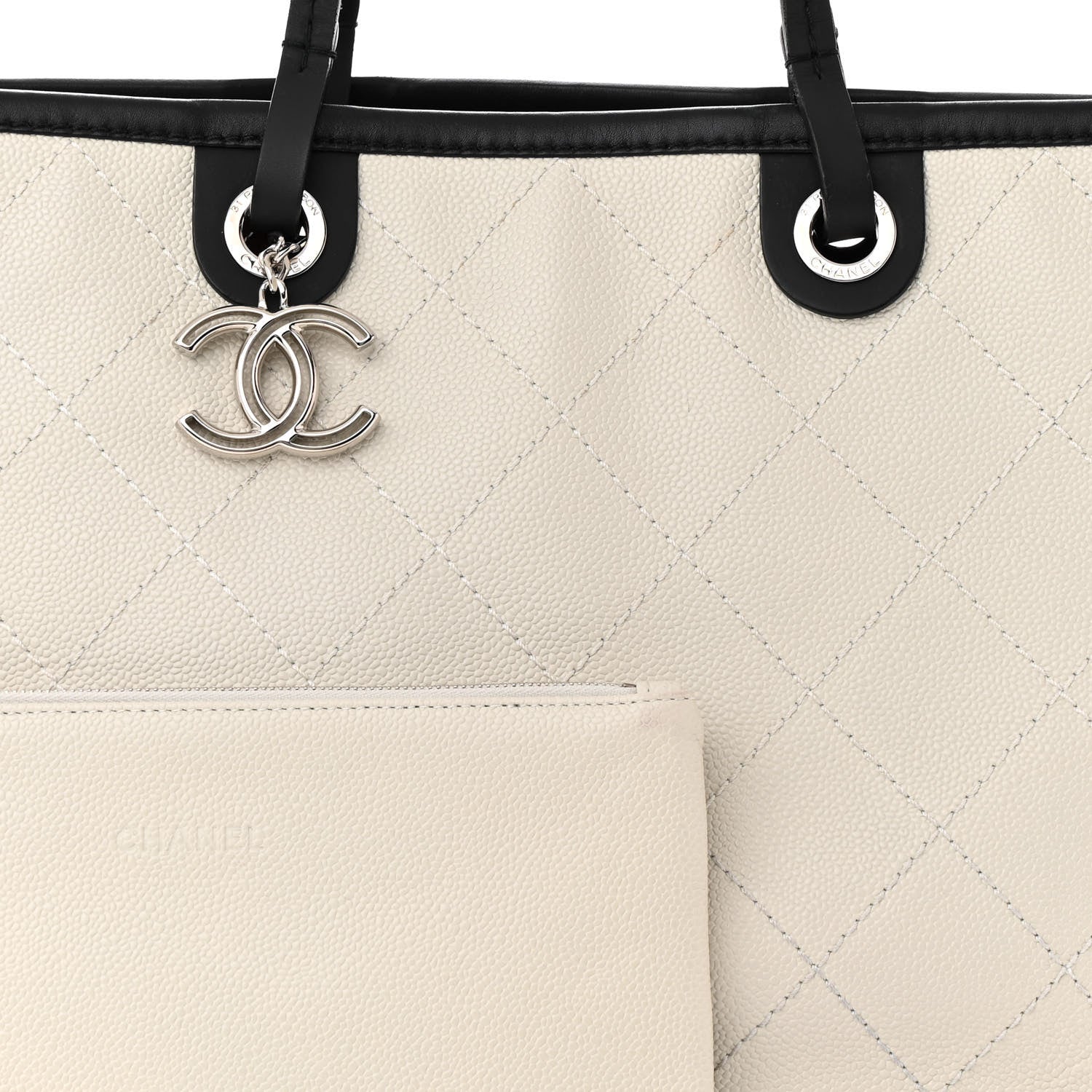 Chanel Grained Calfskin Shopping Fever Tote White 9 of 13