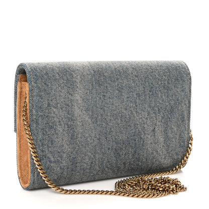 Saint Laurent Denim Monogram Chain Wallet Rodeo Blue Cinnamon 4 of 10