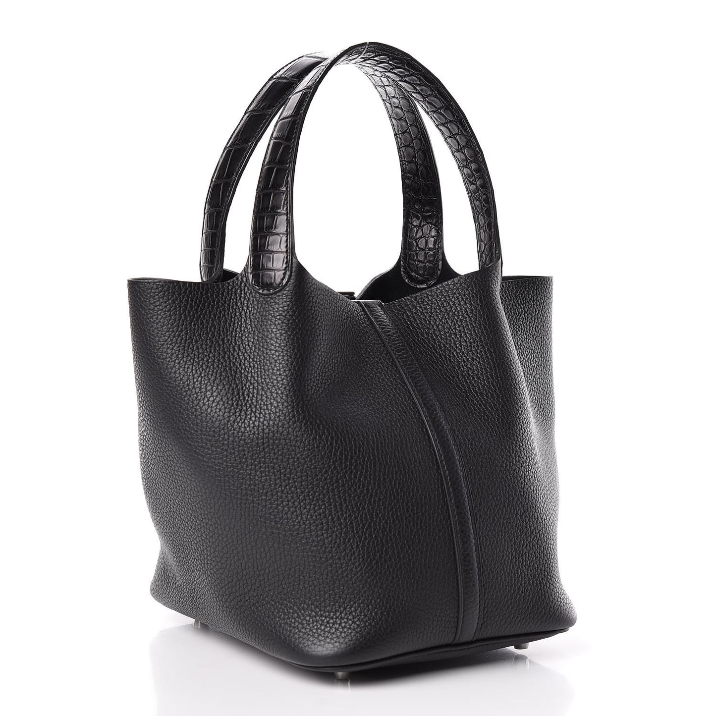 Taurillon Clemence Matte Alligator Picotin Lock Touch 22 MM Black