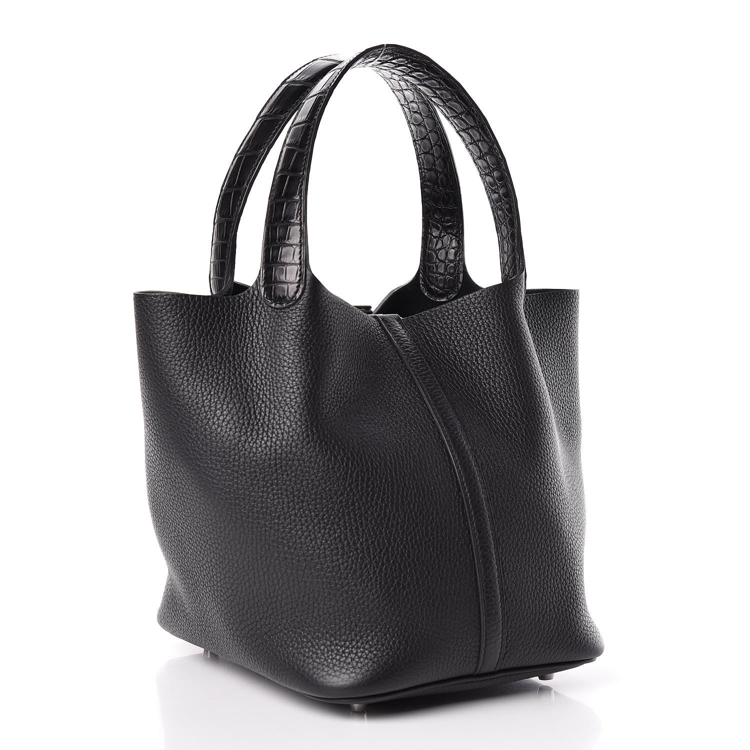 Hermes Taurillon Clemence Matte Alligator Picotin Lock Touch 22 MM Black 3 of 10