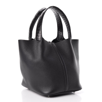 Hermes Taurillon Clemence Matte Alligator Picotin Lock Touch 22 MM Black 3 of 10