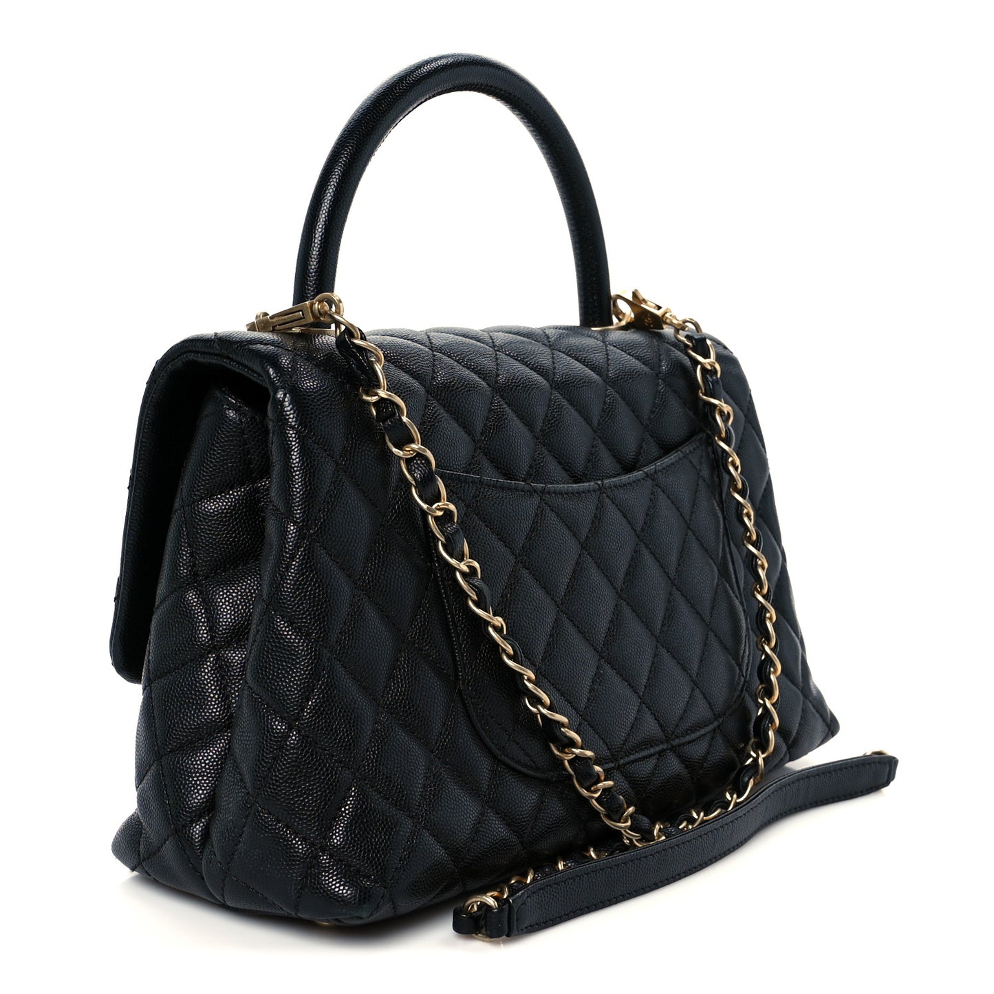 Caviar Quilted Small Coco Handle Flap Black