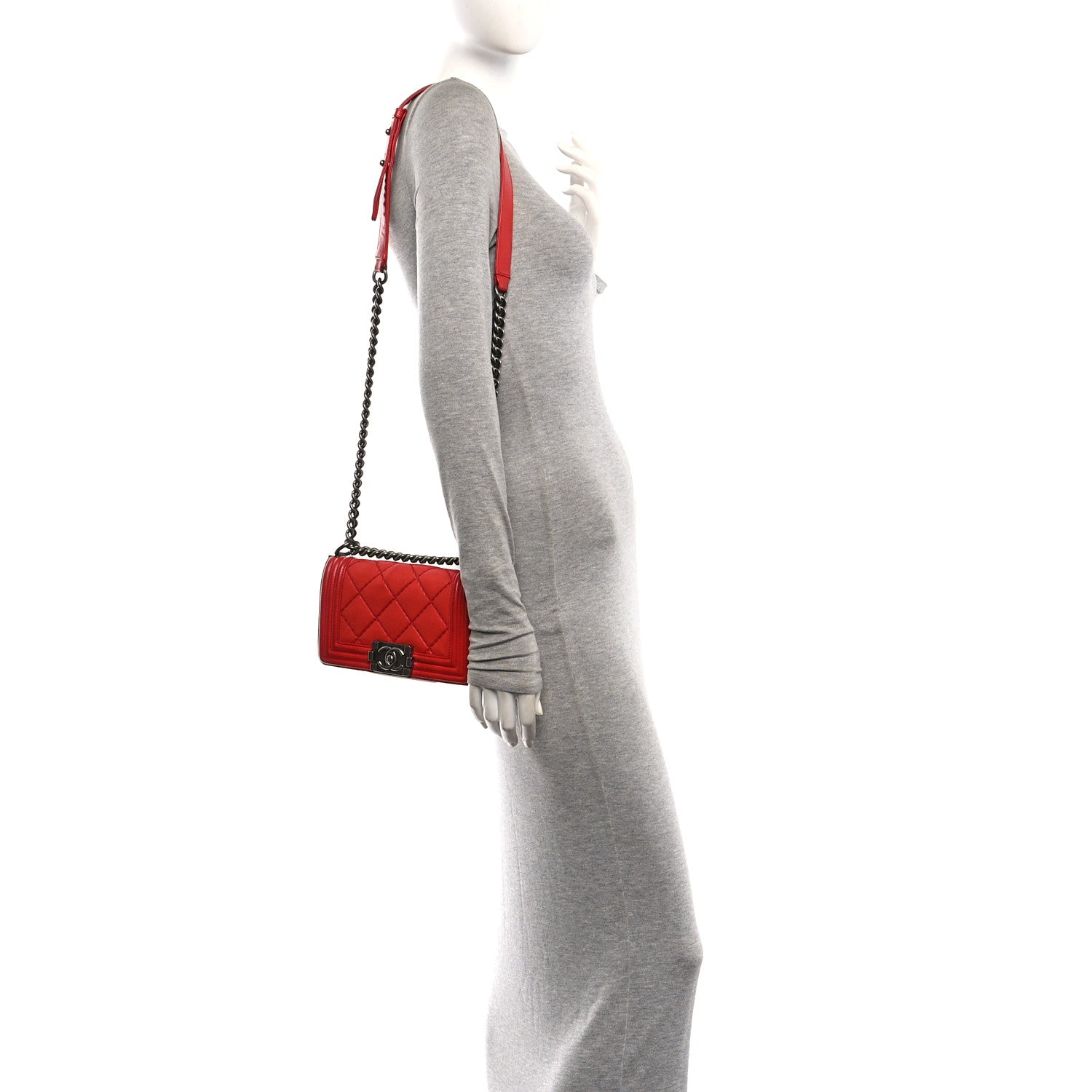 Chanel Calfskin Double Stitch Small Boy Flap Red 2 of 10