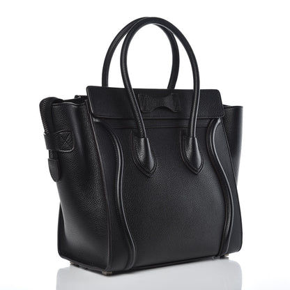 Celine Drummed Calfskin Micro Luggage Black 3 of 7