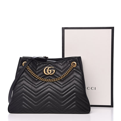 Gucci Calfskin Matelasse Medium GG Marmont Shoulder Tote Bag Black 16 of 16