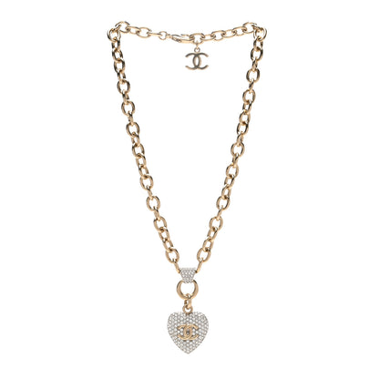 Chanel Crystal Heart CC Necklace Gold 3 of 4