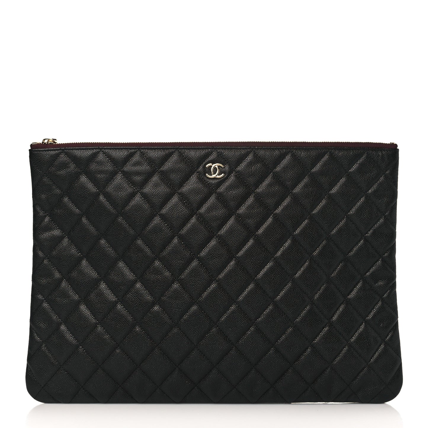 Caviar Quilted Large Cosmetic Case Black