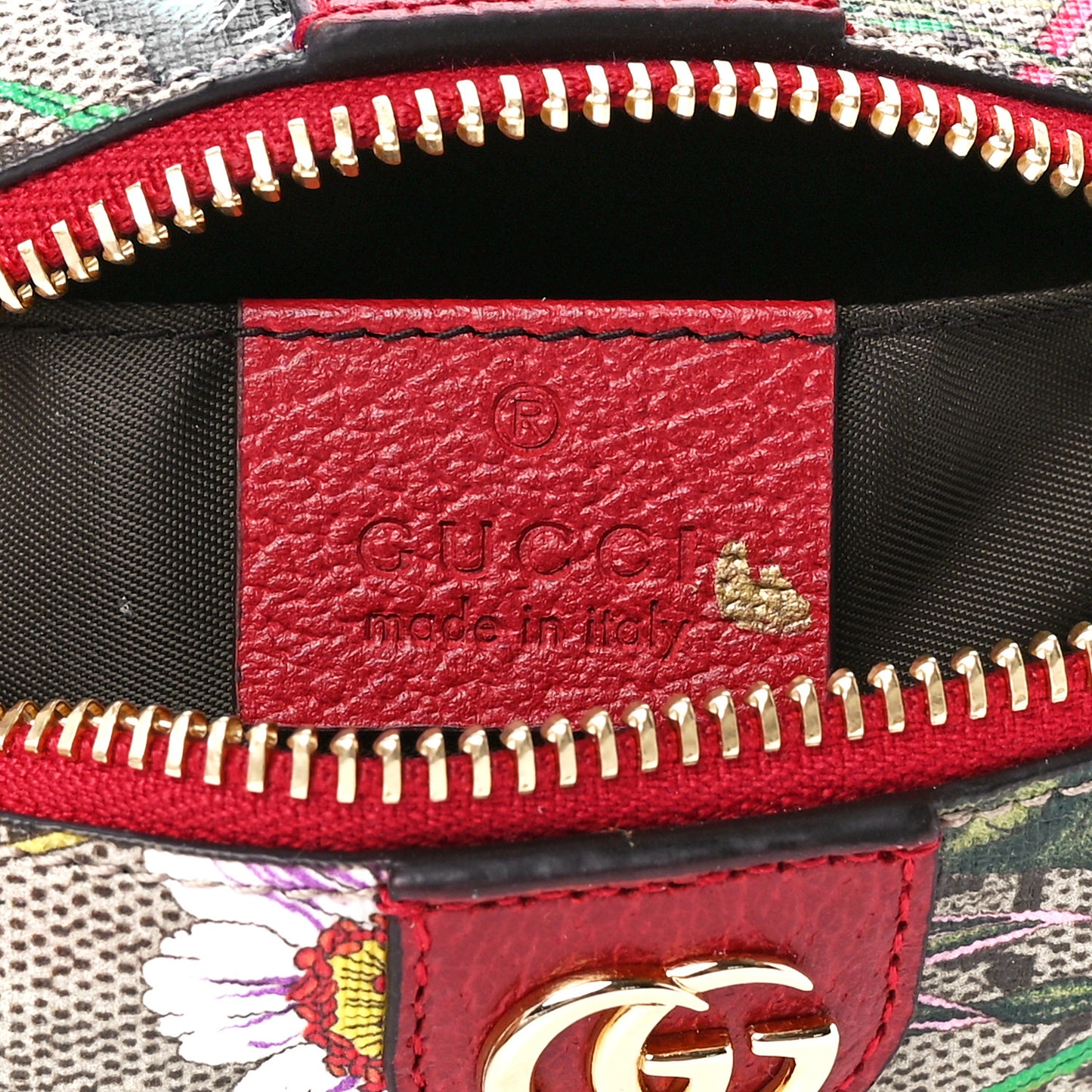 Soft GG Supreme Monogram Flora Calfskin Small Ophidia Cosmetic Case Beige Ebony Multicolor Rosso
