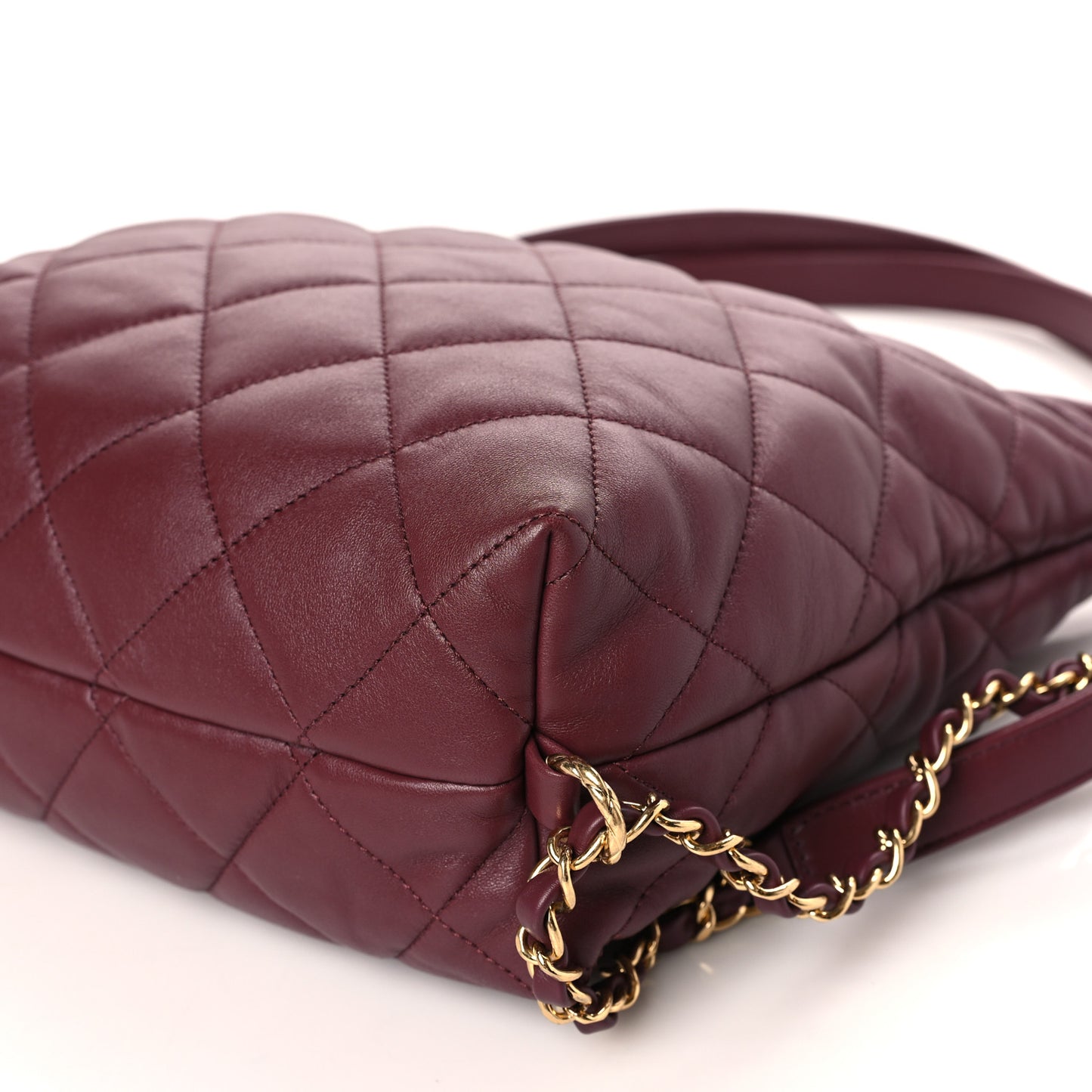 Lambskin Quilted Hobo Burgundy
