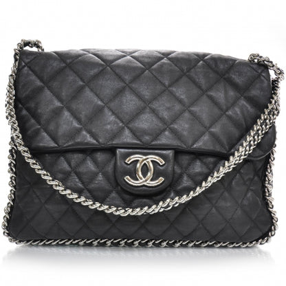 Chanel Lambskin Chain Around Maxi Flap Bag Black 1 of 11