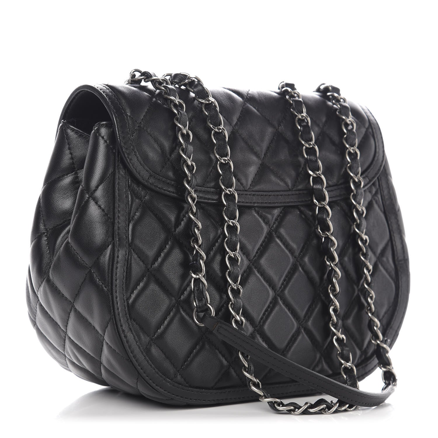 Chanel Lambskin Quilted Messenger Flap Black 3 of 12