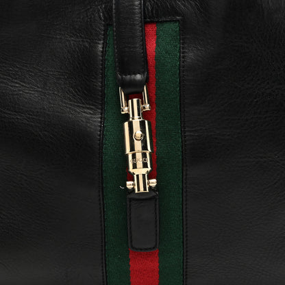 Gucci Calfskin Web Piston Lock Jackie O Hobo Black 8 of 11