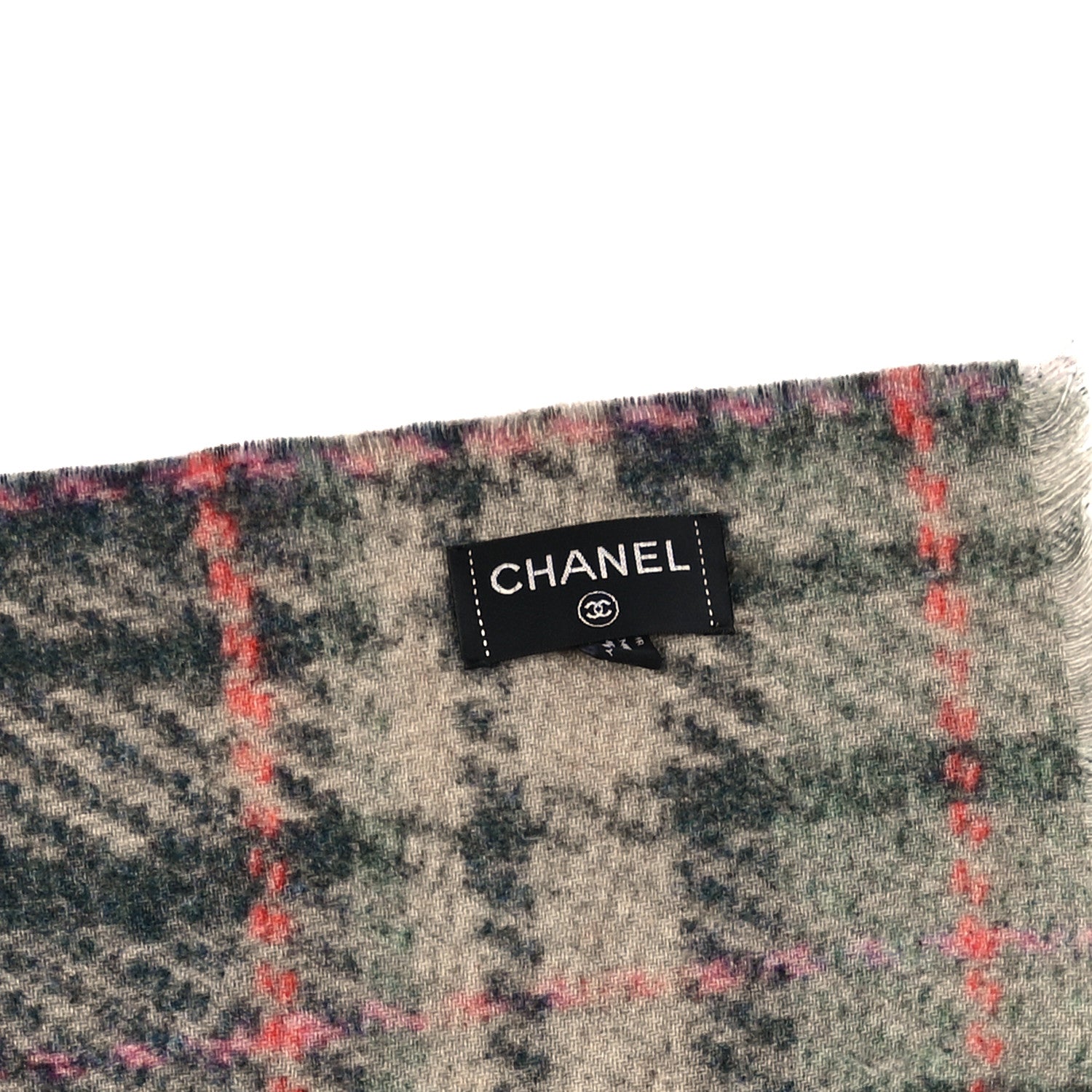 Chanel Cashmere CC Plaid Scarf Grey Multicolor 3 of 3