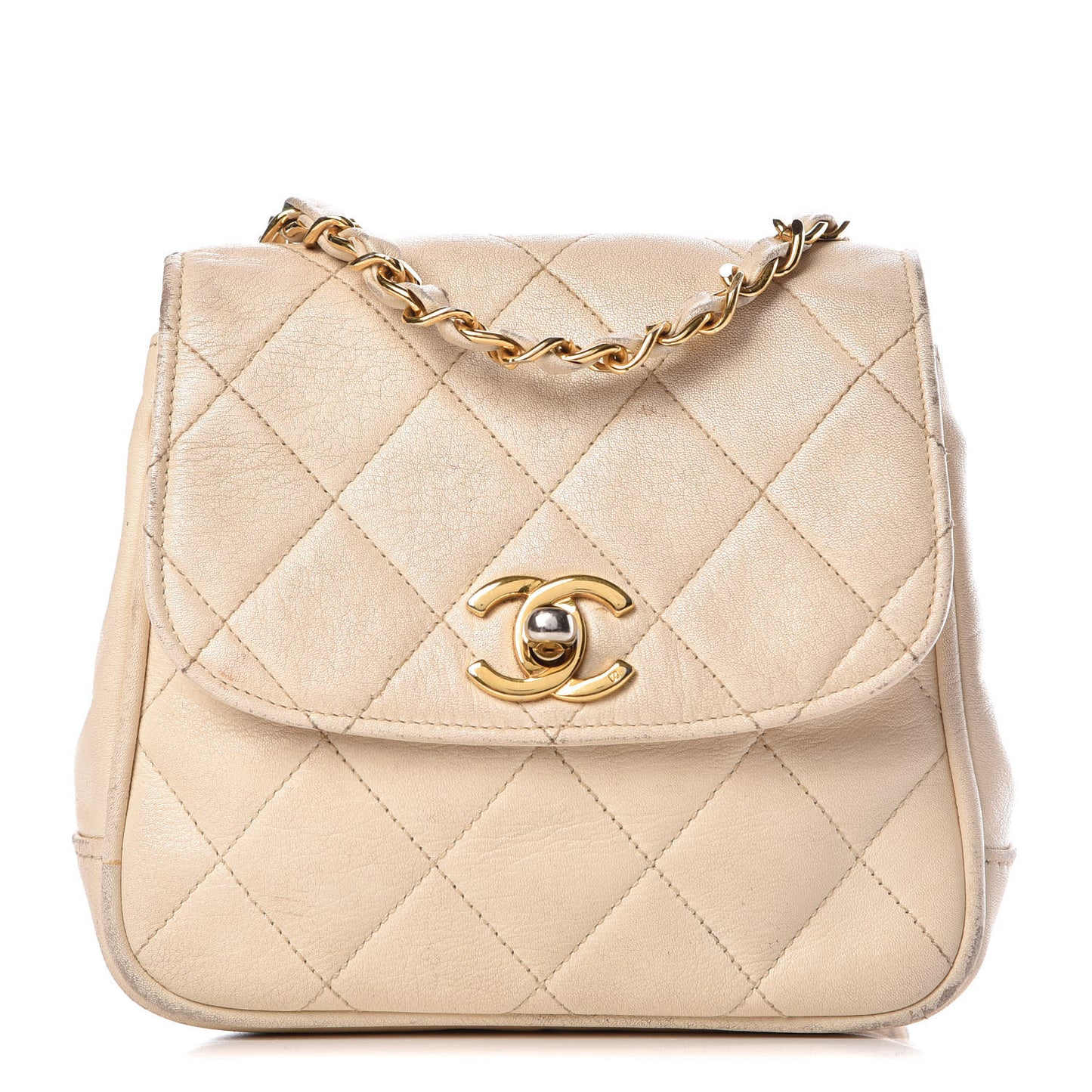 Caviar Quilted Mini Square Flap White