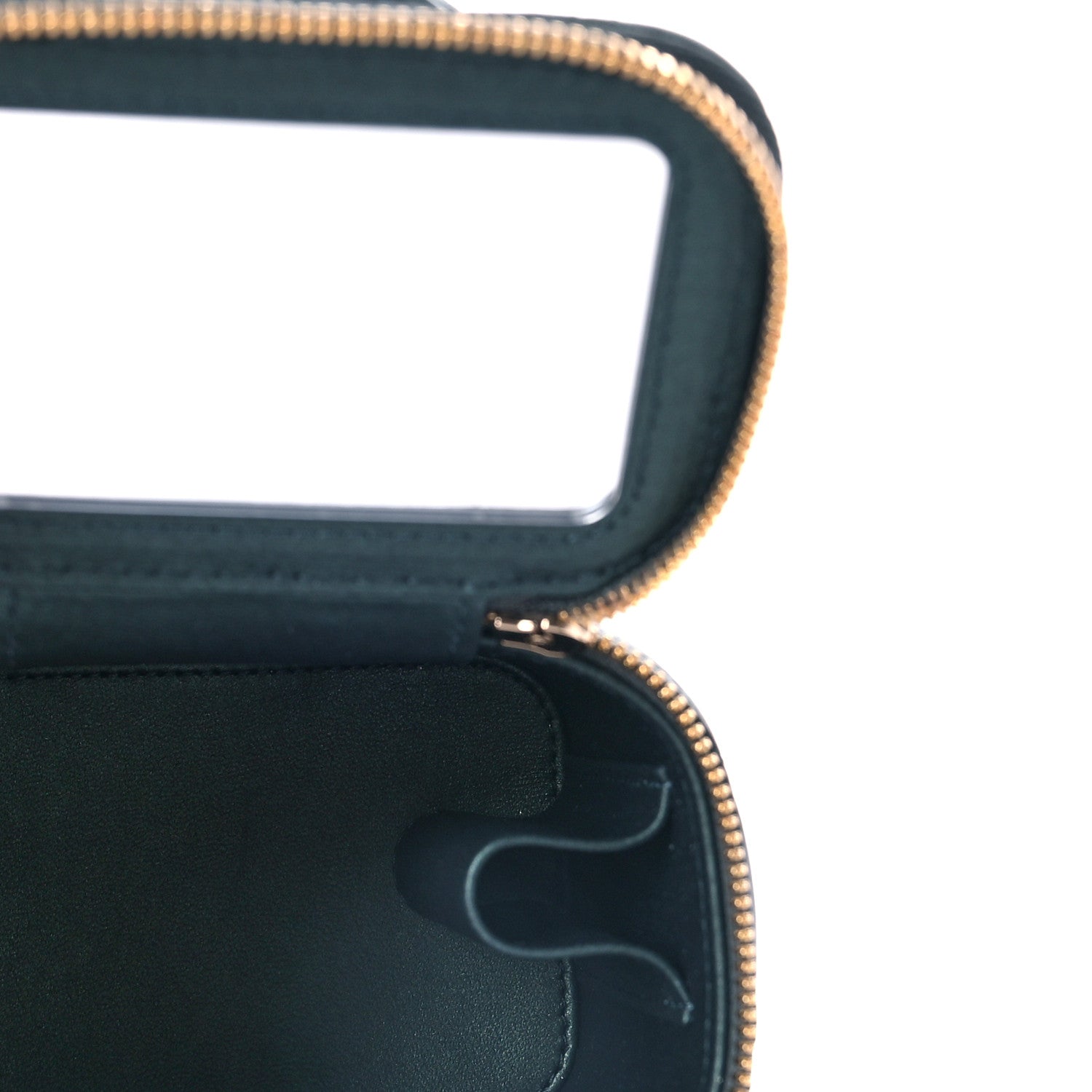 Chanel Iridescent Lambskin Quilted Mini Top Handle Vanity Case With Chain Dark Green 5 of 10