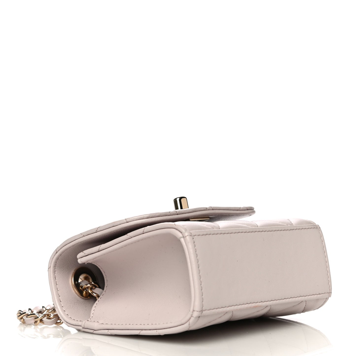 Lambskin Quilted Mini Trendy CC Clutch With Chain Light Purple