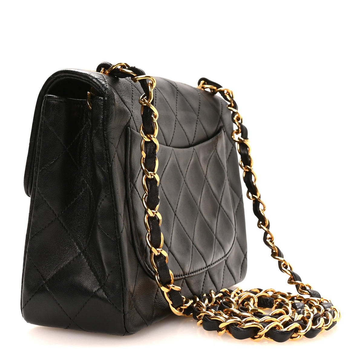 Lambskin Quilted Mini Square Flap Bag Black