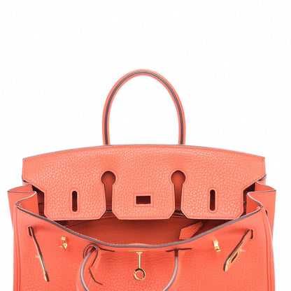 Hermes Taurillon Clemence Birkin 25 Orange Poppy 8 of 25