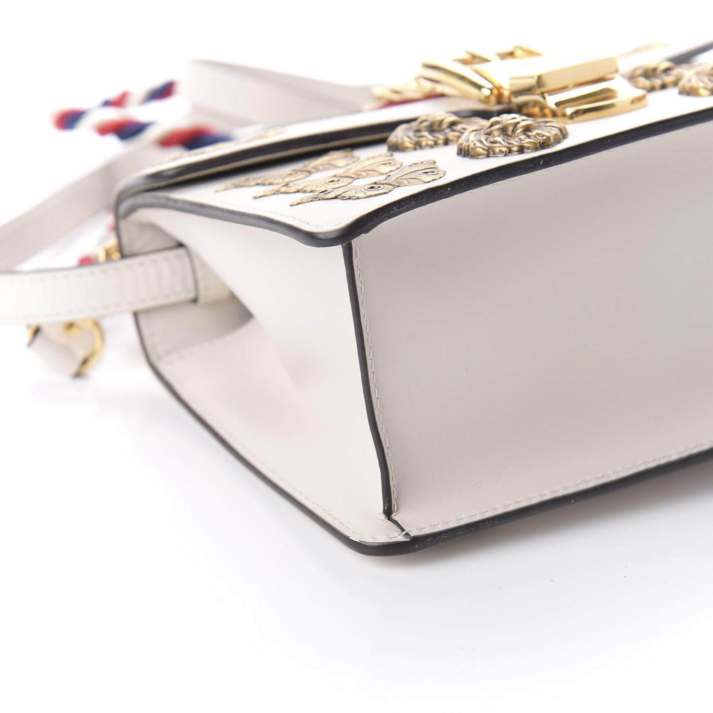 Calfskin Animal Studs Mini Sylvie Top Handle Bag White