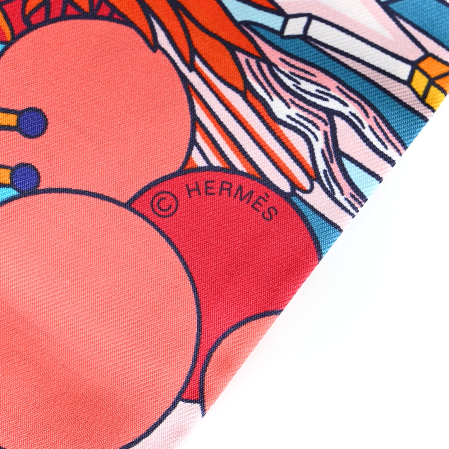 Silk Animapolis Maxi Twilly Slim Orange Turquoise