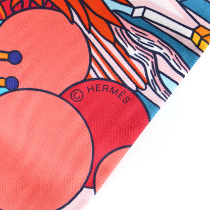 Hermes Silk Animapolis Maxi Twilly Slim Orange Turquoise 3 of 4