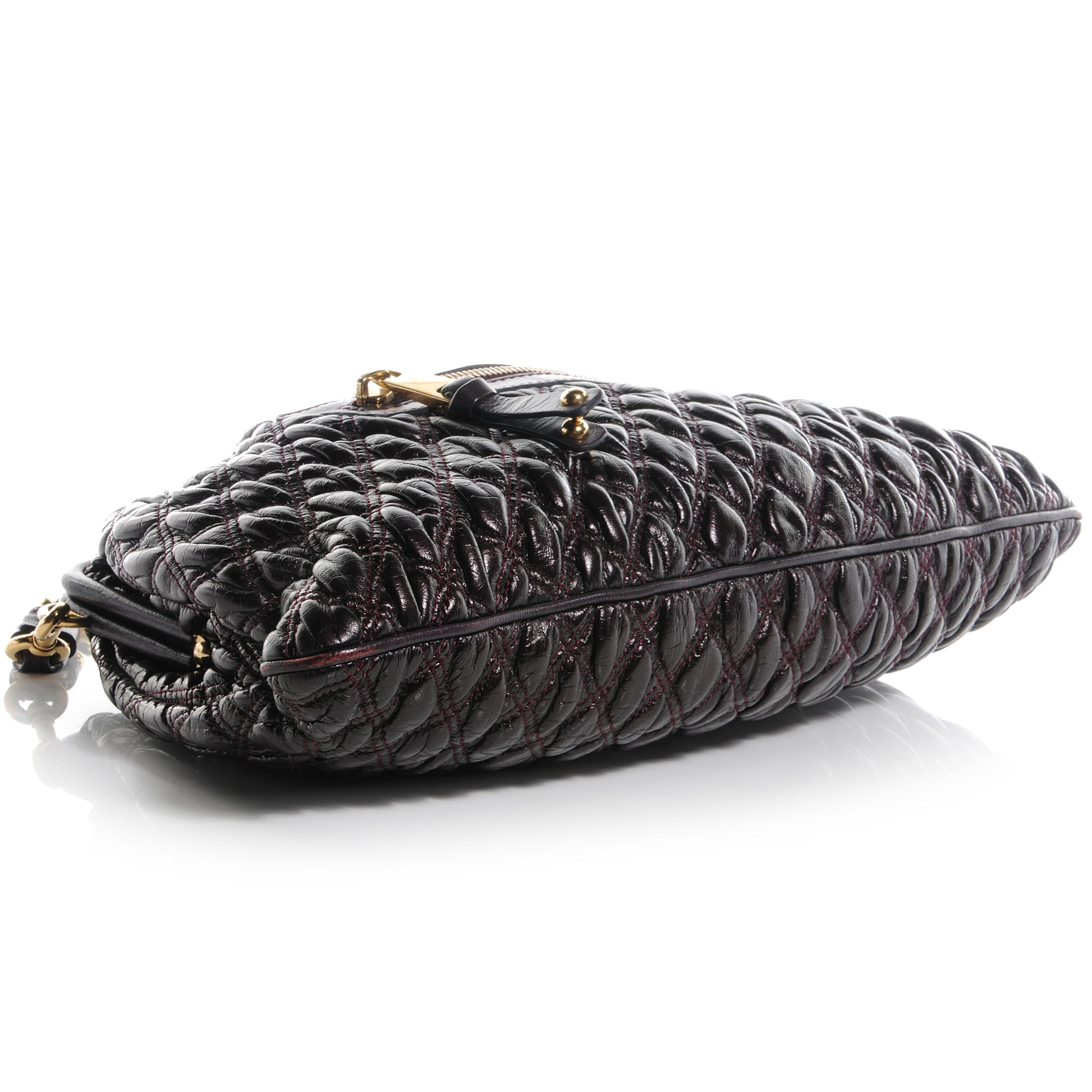 Marc Jacobs Calfskin Quilted Elastic Mina Stam Plum 4 of 9